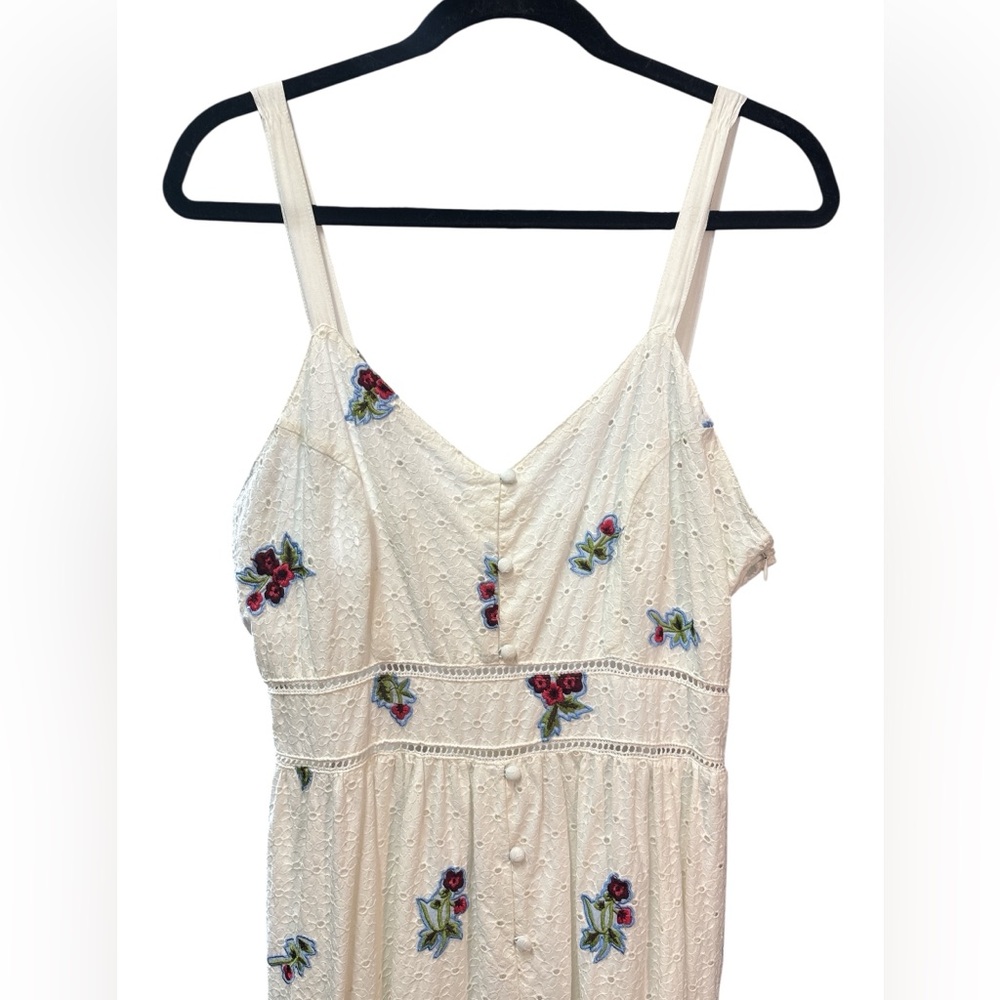 Avec Les Filles Anthropologie White Embroidered Maxi Dress $168 MSRP‎ Size 8 - Picture 3 of 4